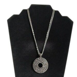 Premier Designs Brilliant Silver Toned Double Strand Round Pendant Necklace